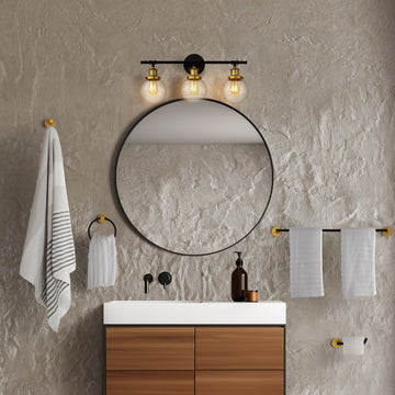 Hugo 24.5" 3-Light Farmhouse Classic Vanity Light with Bathroom Hardware Accessory Set - JONATHAN Y